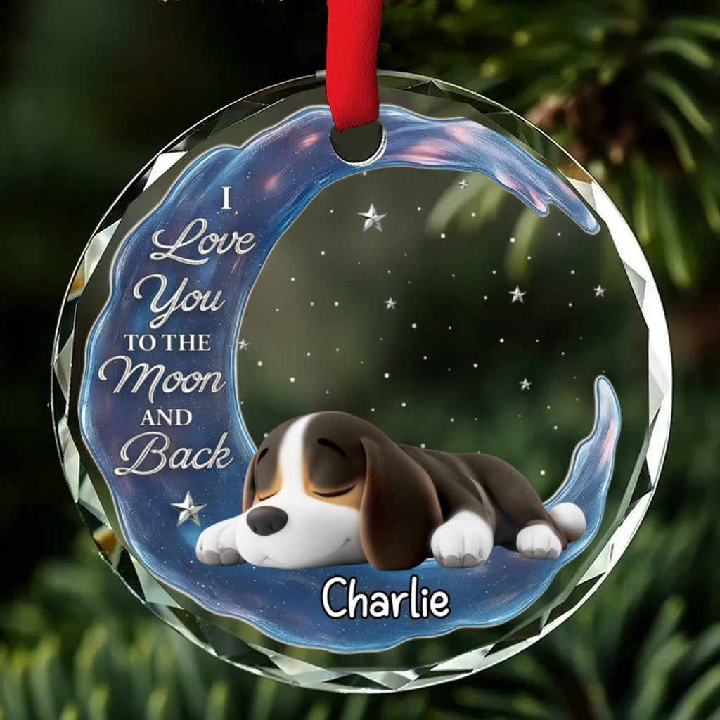 Custom Keepsake Christmas Ornament •  Love You To The Moon - Personalized Glass Ornament