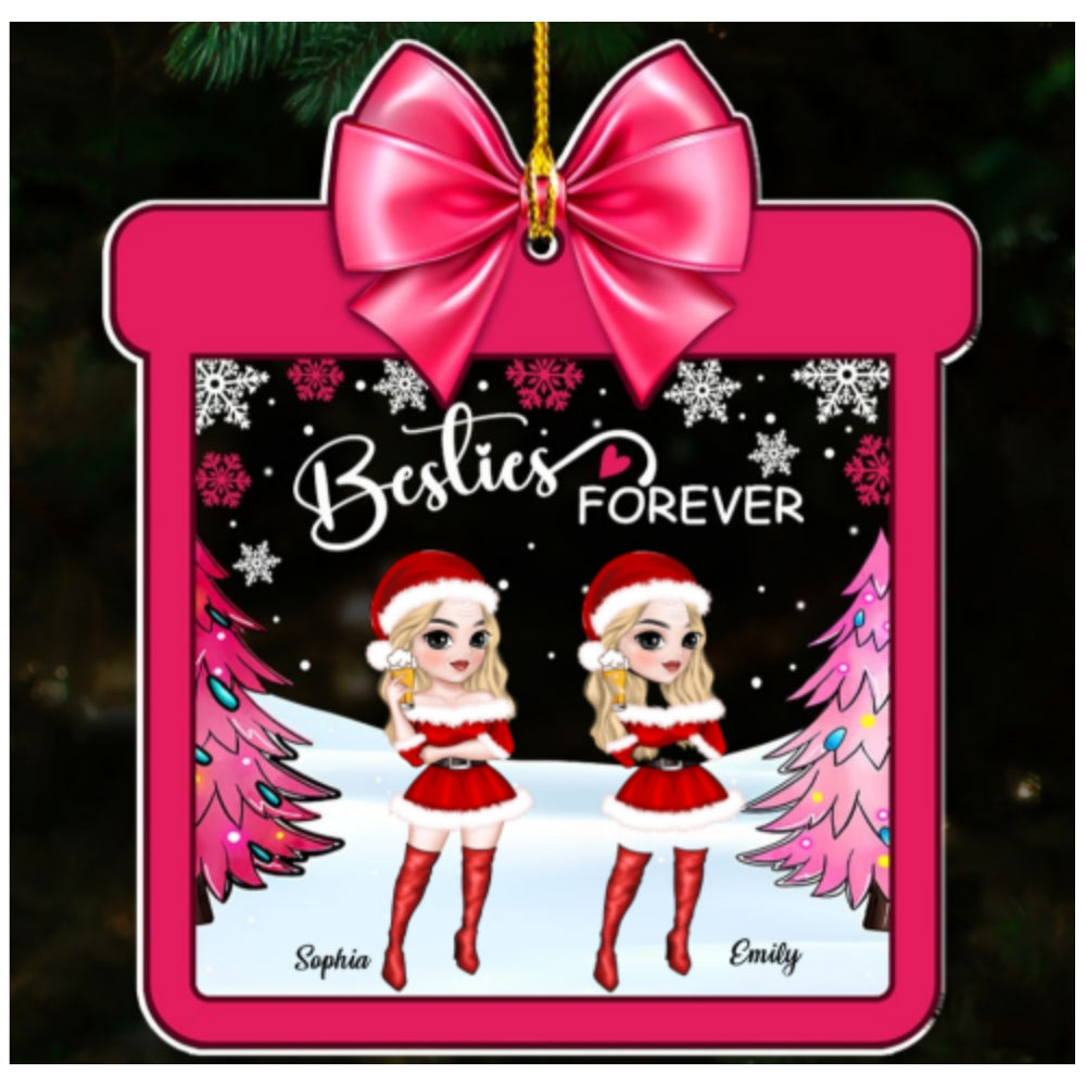 Custom Friendship Christmas Ornament, Best Friend Gift •  Christmas With Besties - Personalized Acrylic Ornament