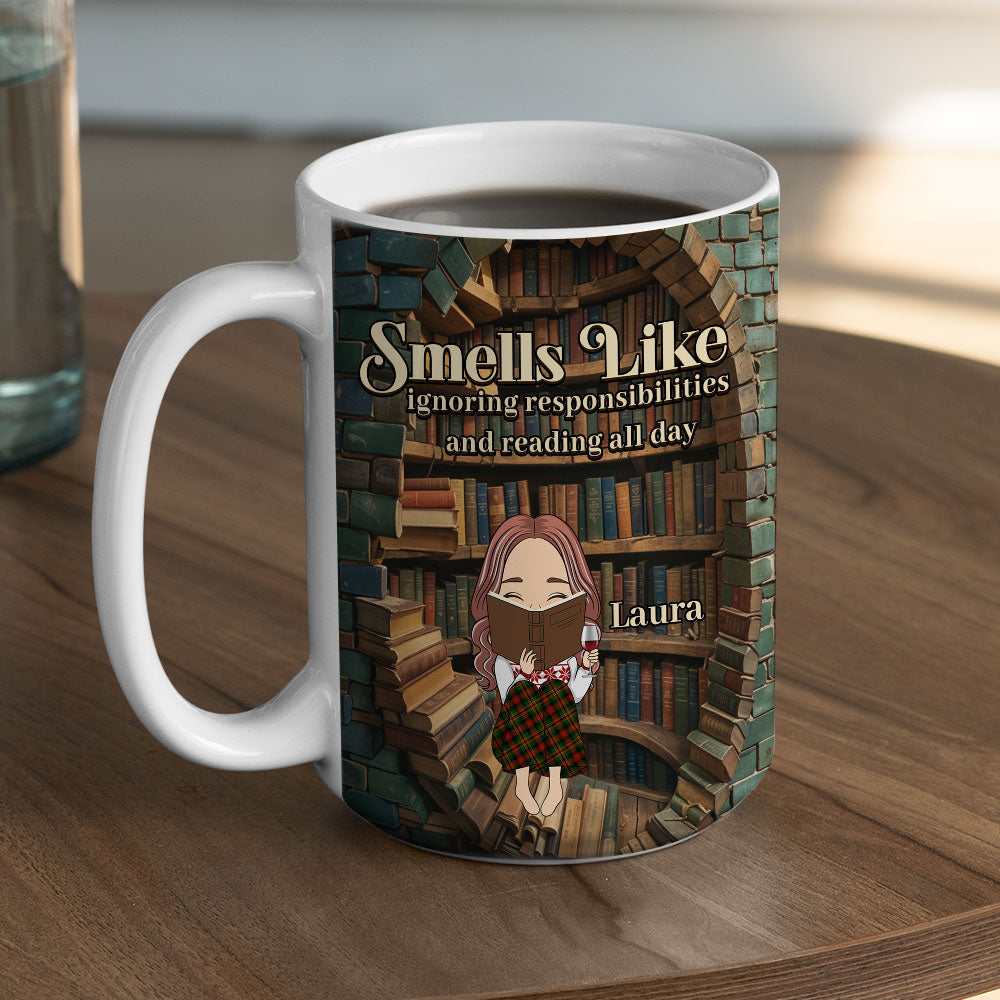 Custom Christmas & Birthday Keepsake Gift • Avoiding Responsibilities, Enjoying Books - Personalized Coffee Mug