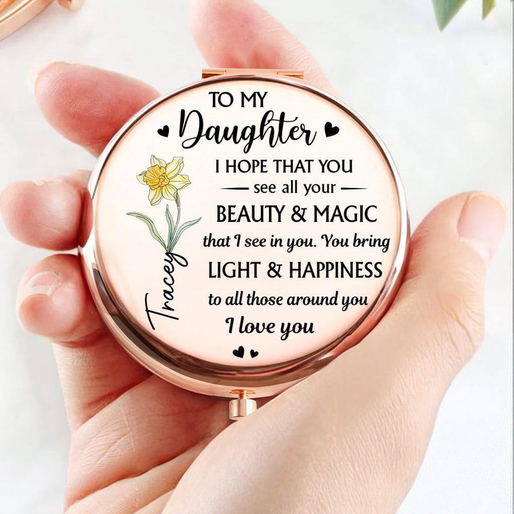 Daughter You Bring Happiness Everywhere - Personalized Compact Mirror