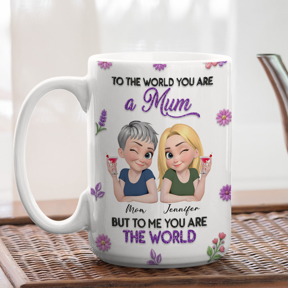 Custom Mother's Day Gift for Mom & Grandma • The World To Me - Personalized 3D Effect Mug