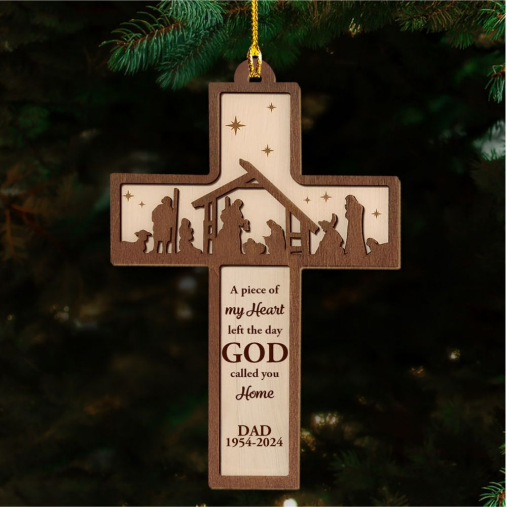 Custom Memorial Christmas Ornament, Sympathy Keepsake •  God Called You Home - Personalized Wood Ornament