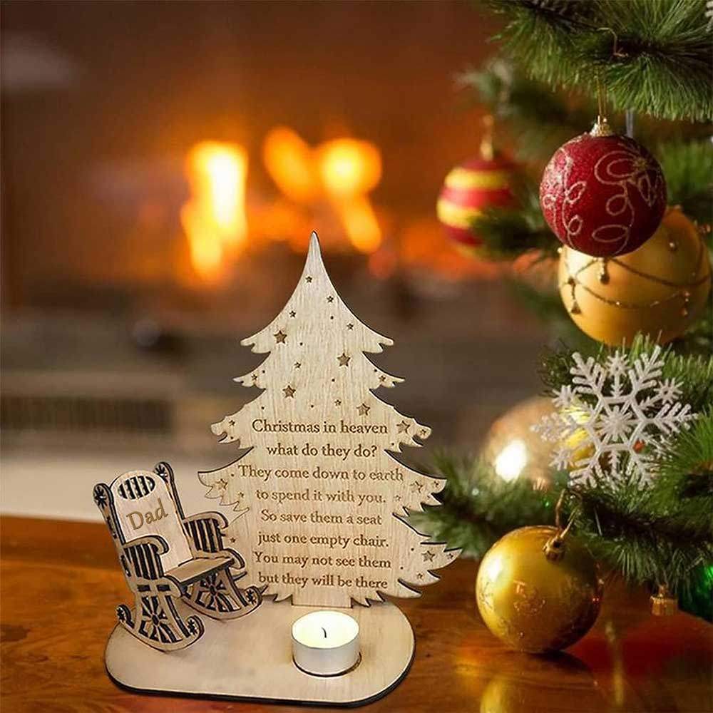 Christmas In Heaven With Chair - Personalized Candle Holder