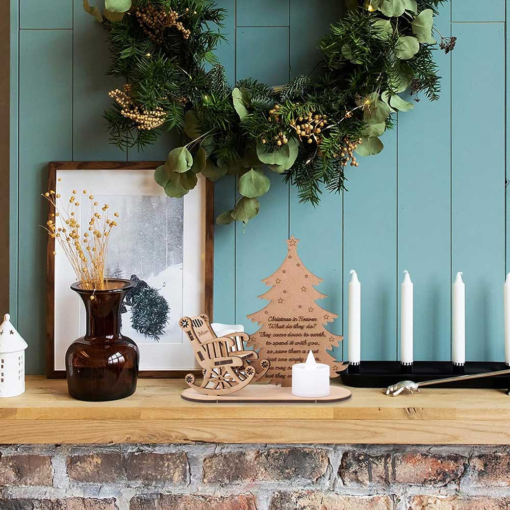 Christmas In Heaven With Chair - Personalized Candle Holder