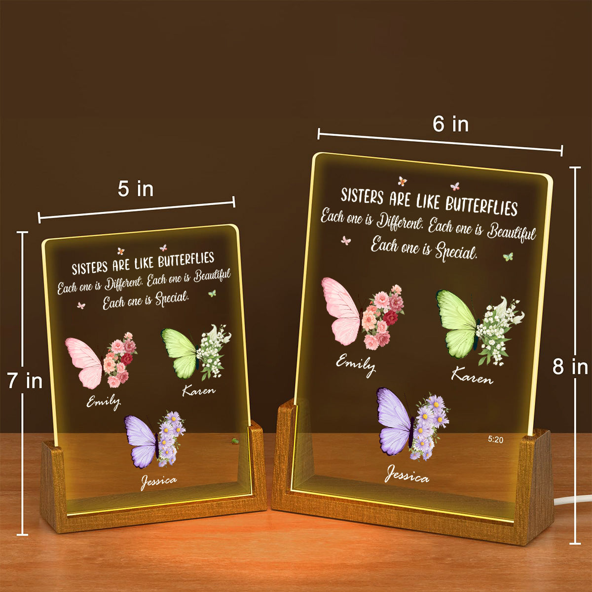 Custom Led Light Gift, Family Keepsake • Sisters Bloom In Different Ways - Personalized Night Light