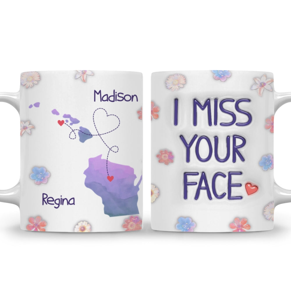 Custom Best Friend, Christmas & Birthday Friendship Keepsake Gift • Long Distance State Besties - Personalized 3D Inflated Effect Mug