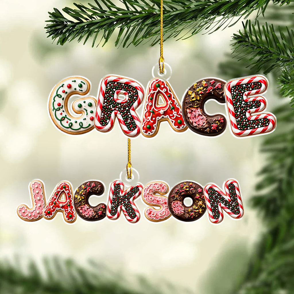 Custom Letter Christmas Ornament & Stocking Tag with Name • Gingerbread Name - Personalized Acrylic Ornament