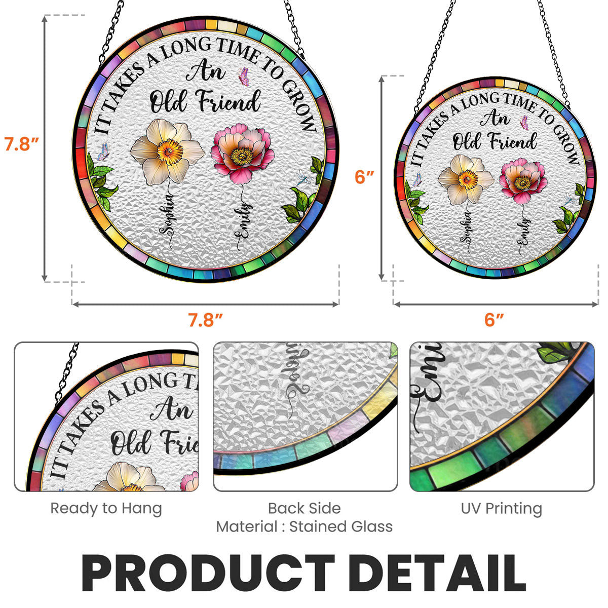 Custom Best Friend Hanging Decor, Friendship Birthday Gifts • It Takes A Long Time - Personalized Window Hanging Suncatcher
