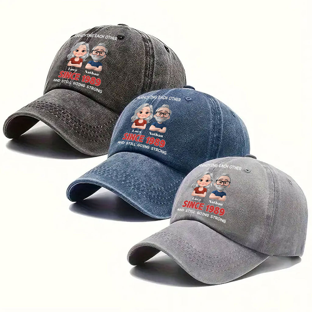 Together Forever - Personalized Vintage Washed Denim Cap