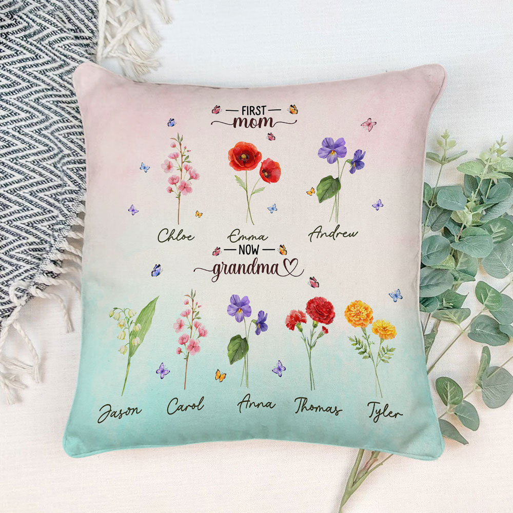 First Mom Now Grandma - Personalized Throw Pillow