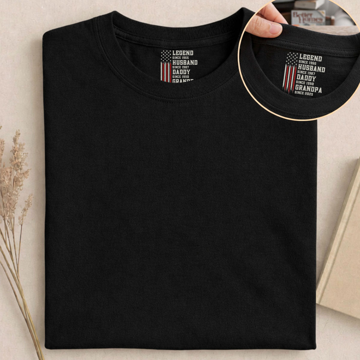 Custom Father's Day, Special Gift for Dad & Grandpa • The Legend In Fact - Personalized Inside Neck Print T-Shirt