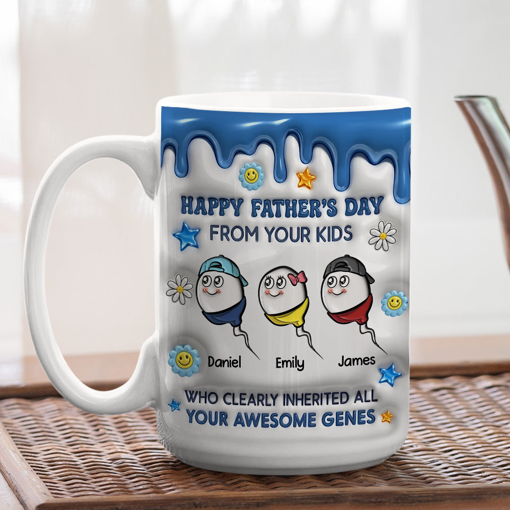 Custom Father's Day, Special Gift for Dad & Grandpa • Thanks Dad For Great Genes - Personalized 3D Inflated Effect Mug