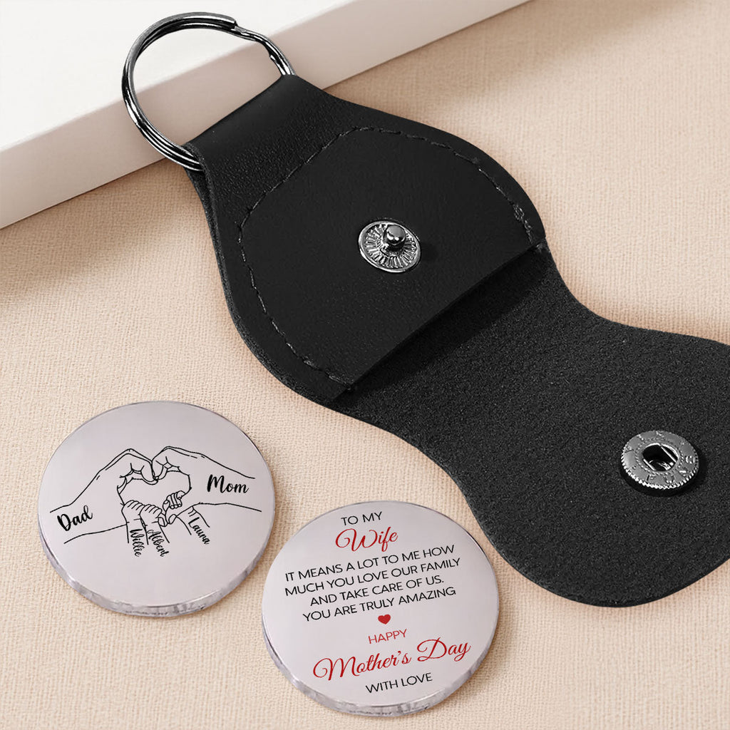 Custom Coin Keychain for Wife, Mother's Day, Anniversary Gifts • You Mean A Lot To Me - Personalized Pocket Hug