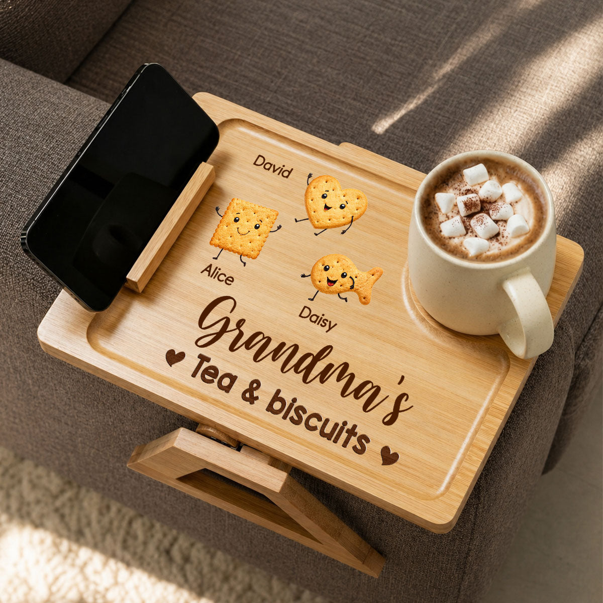 Tea And Biscuit - Personalized Wooden Couch Arm Table