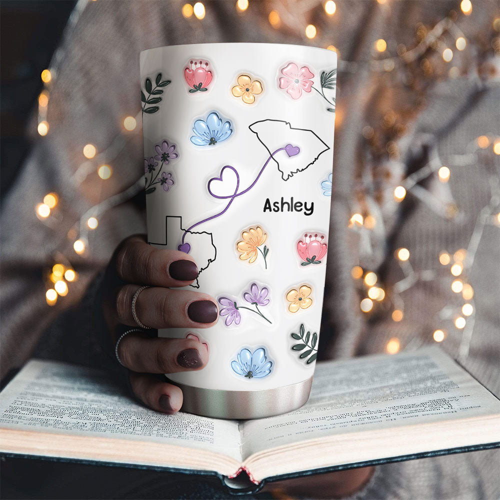 Custom Christmas Birthday Gifts For Best Friend • Miles Apart But Hearts Close - Personalized 3D Inflated Effect Tumbler