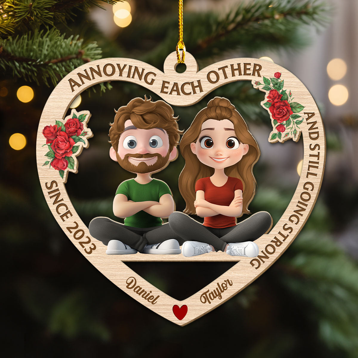 Custom Keepsake Christmas Ornament •  Eternal Love - Personalized Wood Ornament