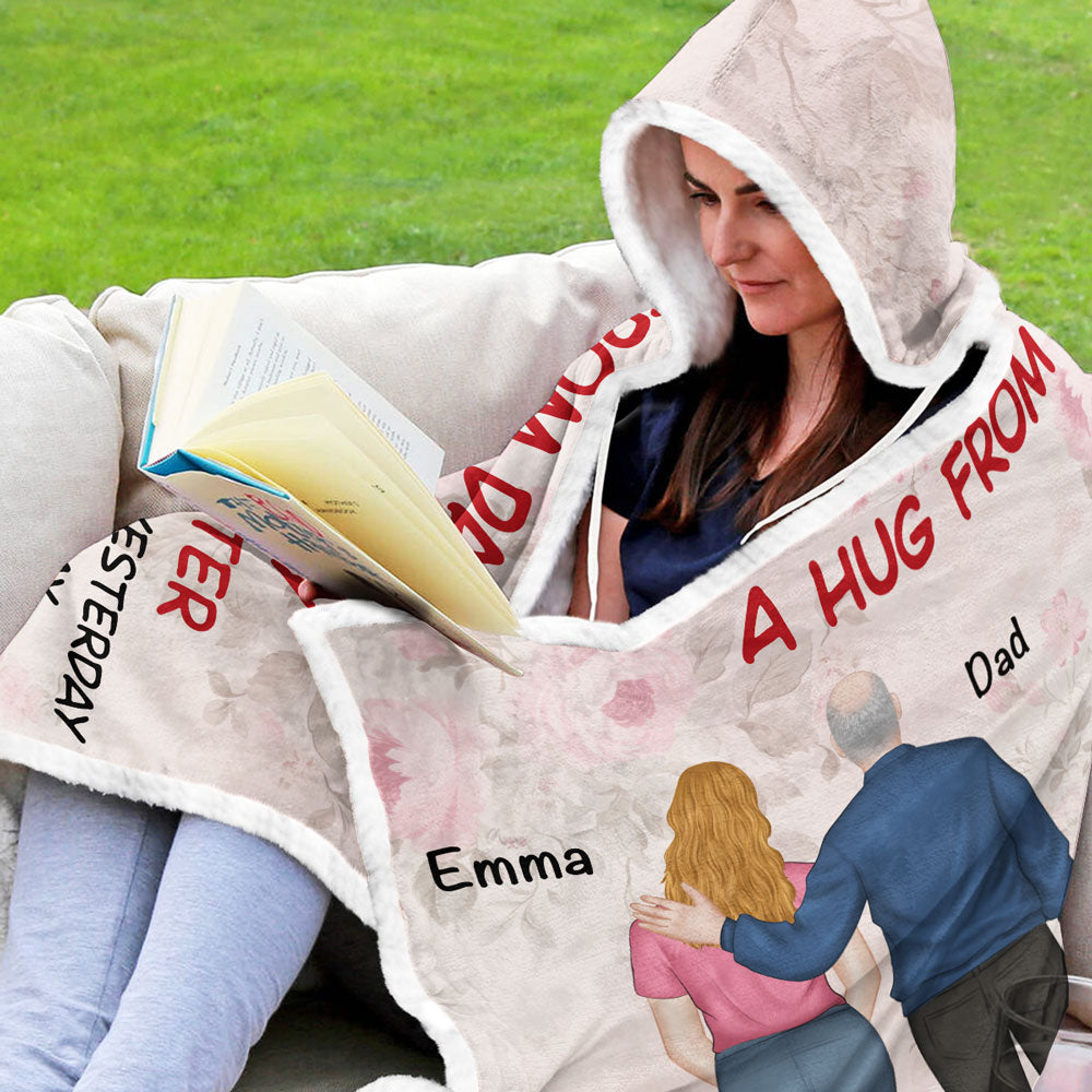 A Hug From Dad - Personalized Hooded Blanket
