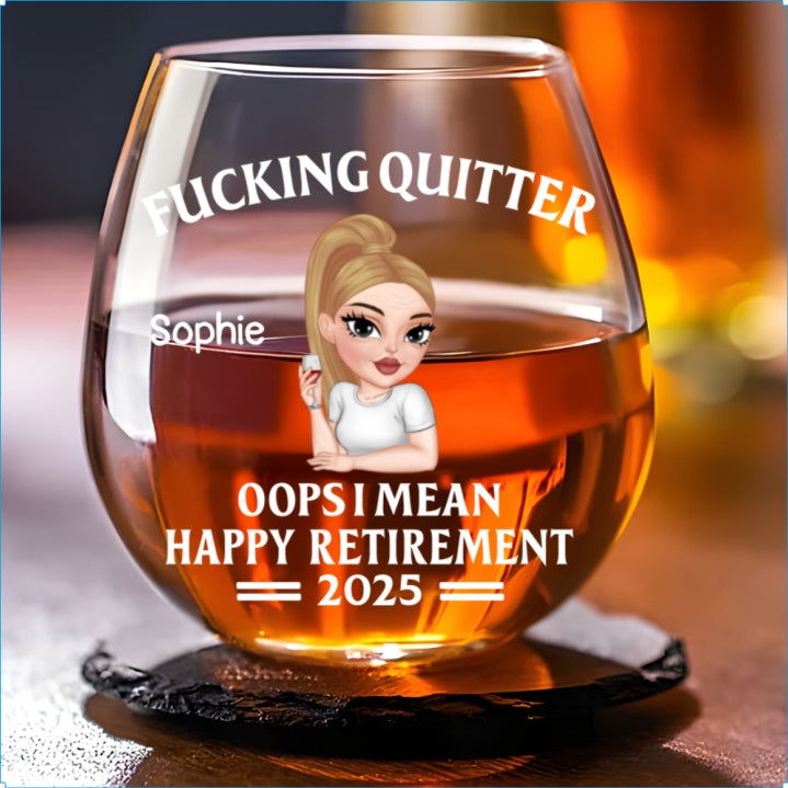 Happy Retirement - Personalized Wine Glass