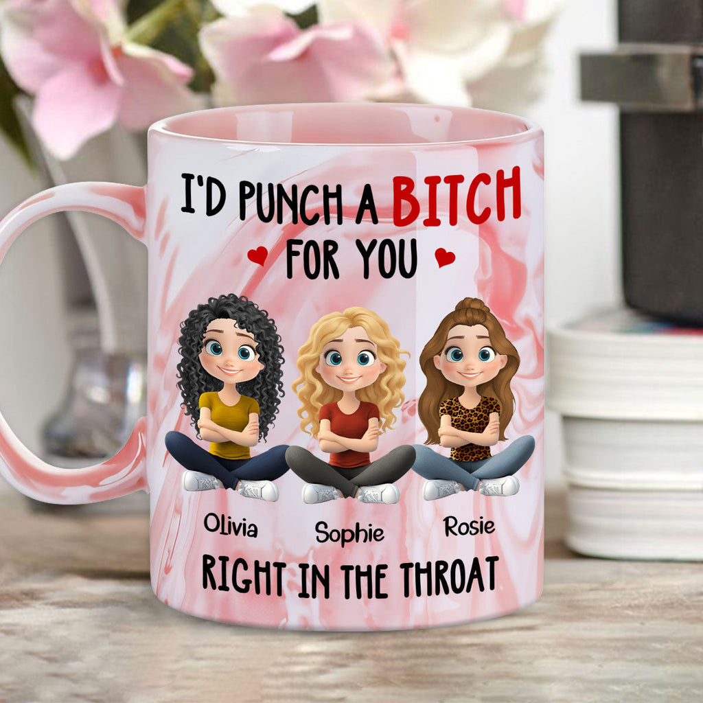 Custom Best Friend, Christmas & Birthday Friendship Keepsake Gift • Besties Forever Together - Personalized Pink Marble Mug