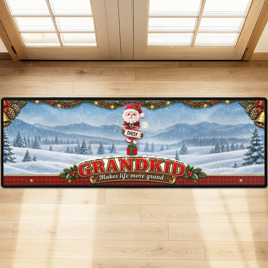 Custom Family Name Christmas Rug, Holiday Gift For Grandma Grandpa • Little Christmas Blessings - Personalized Runner Rug
