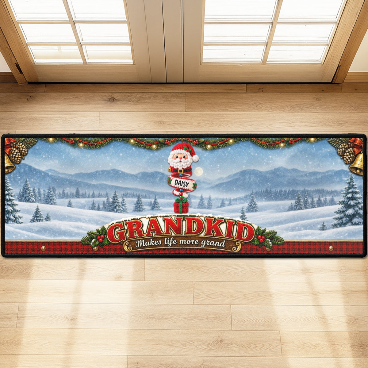 Custom Family Name Christmas Rug, Holiday Gift For Grandma Grandpa • Little Christmas Blessings - Personalized Runner Rug