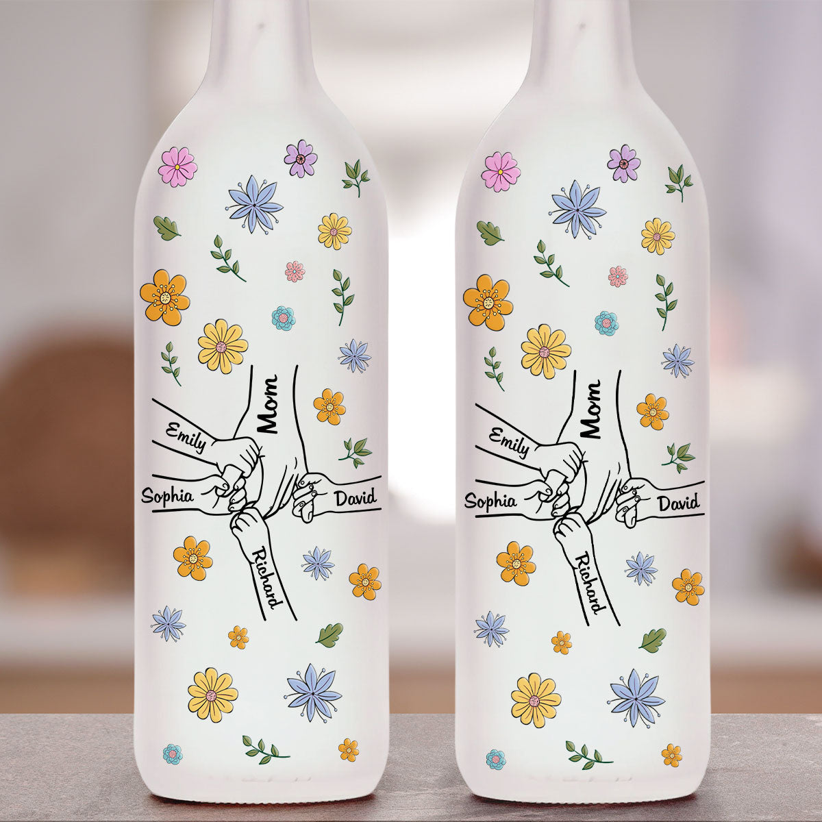 Mom Hold Our Hands - Personalized Bottle Lamp