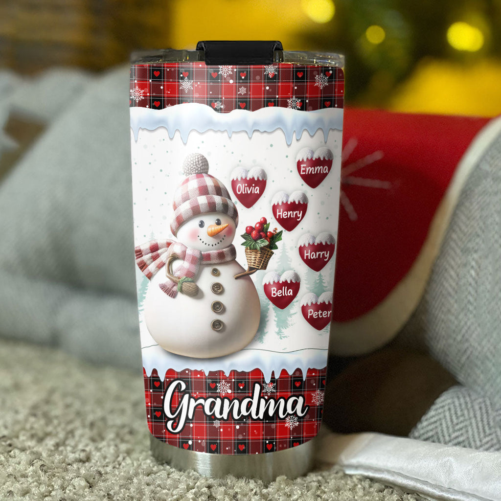 Custom Christmas Birthday Gifts For Grandma • Happy Christmas Snowman Grandma - Personalized Tumbler