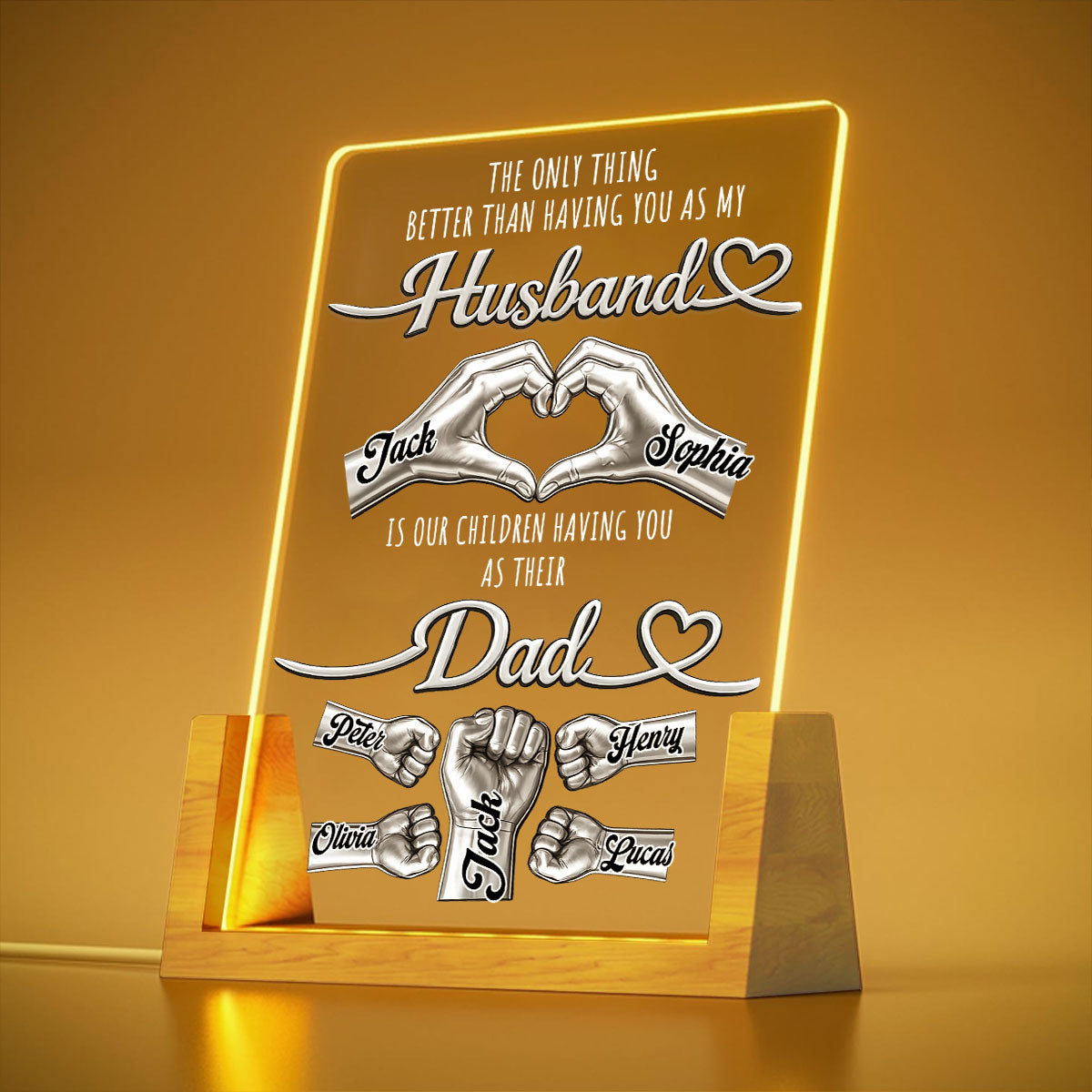 Custom Father's Day Gift for Dad Grandpa • Best Husband Best Dad - Personalized Night Light