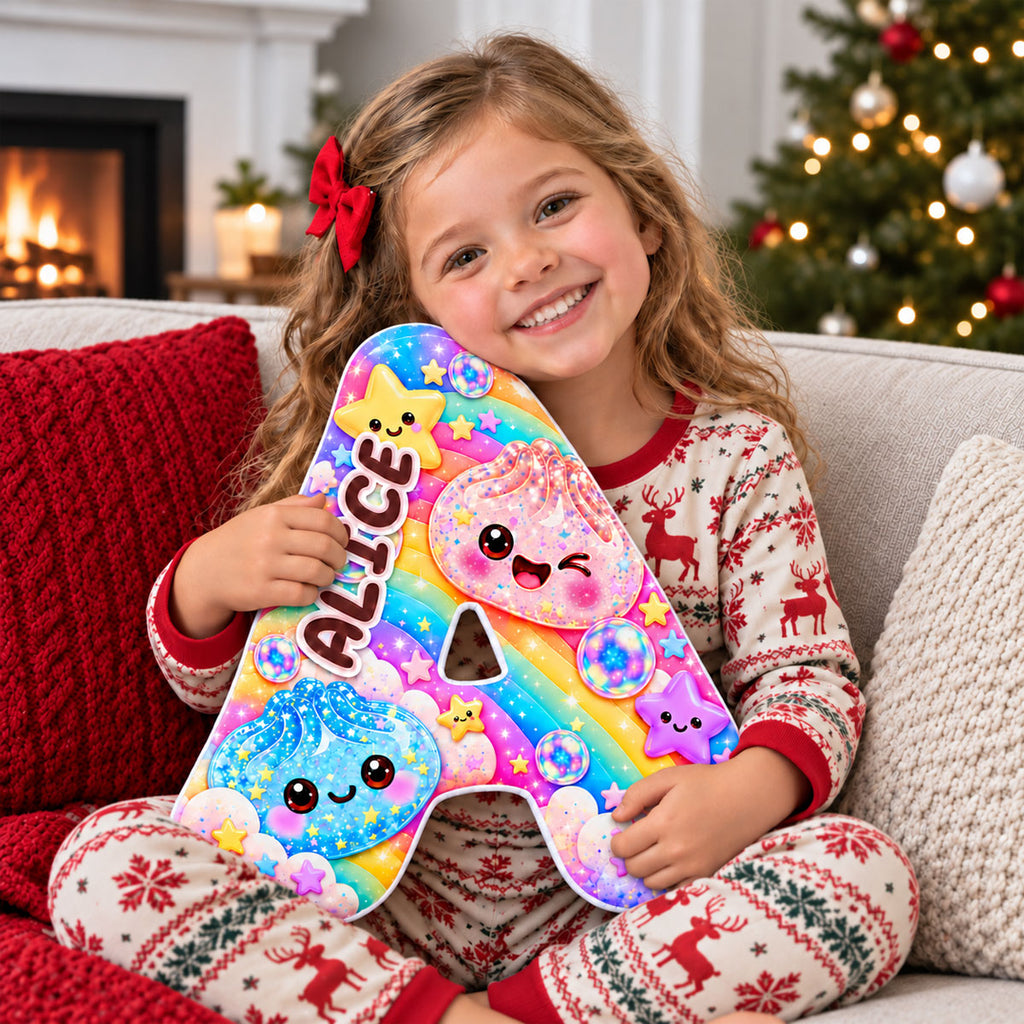 Custom Name Dumpling Squishy Pillow, Christmas Birthday Gift For Kids • Pretty Letters - Personalized Shaped Pillow