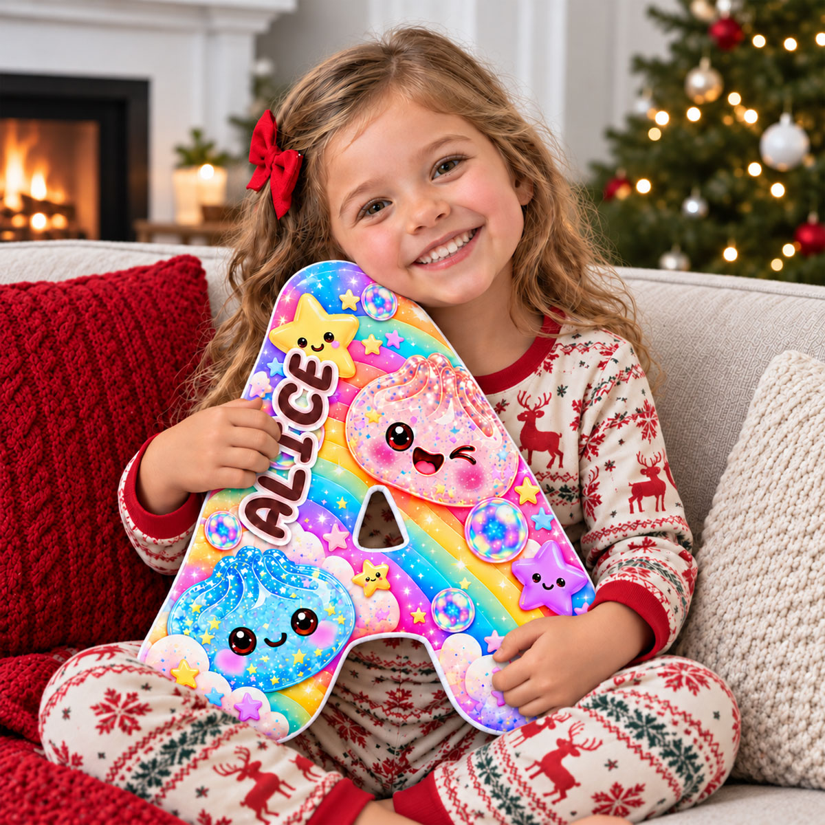 Custom Name Dumpling Squishy Pillow, Christmas Birthday Gift For Kids • Pretty Letters - Personalized Shaped Pillow