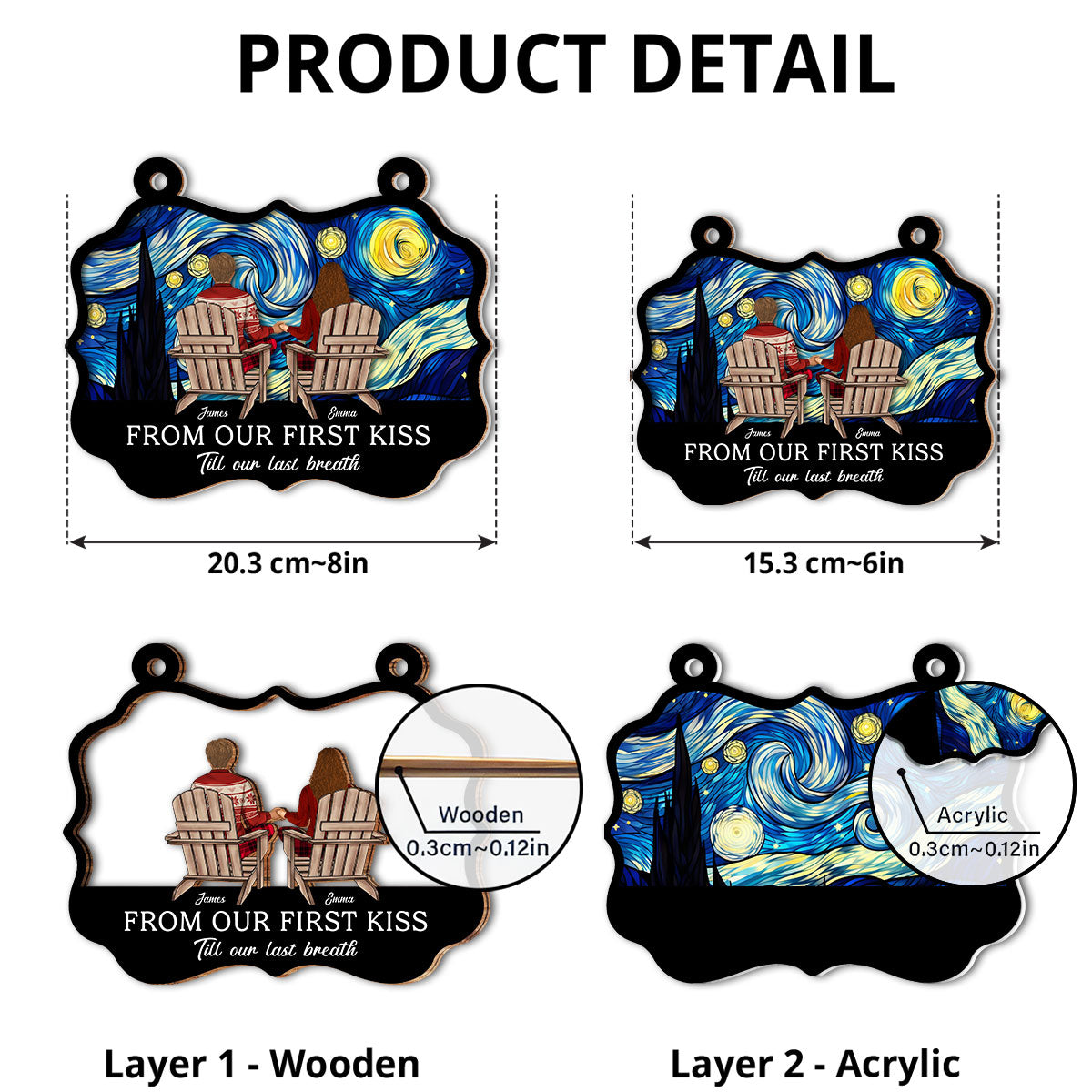 Custom Christmas Couple Hanging Decor, Anniversary Wedding Gifts • Till Our Last Breath - Personalized Suncatcher