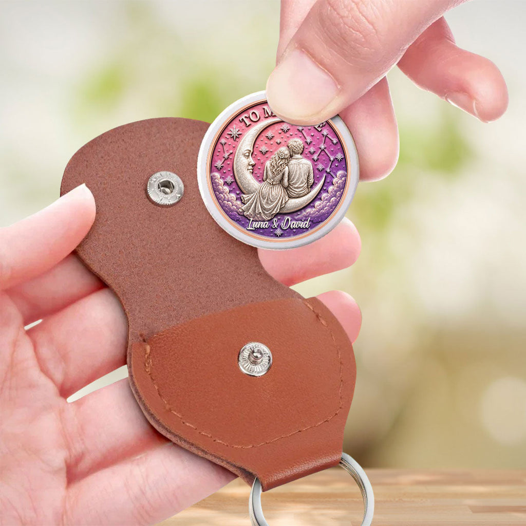 Custom Coin Keychain for Wife, Couple Anniversary Valentine's Day Gifts • Hold Me Close - Personalized 3D Printing Pocket Hug