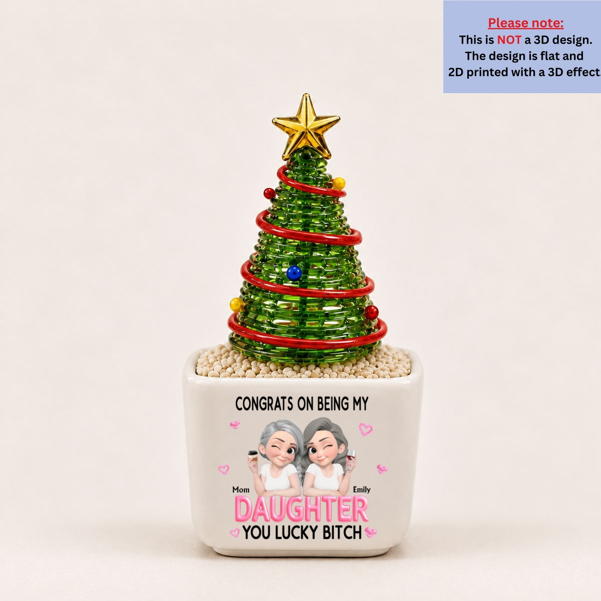 Congrats My Daughter - Personalized Glass Christmas Tree