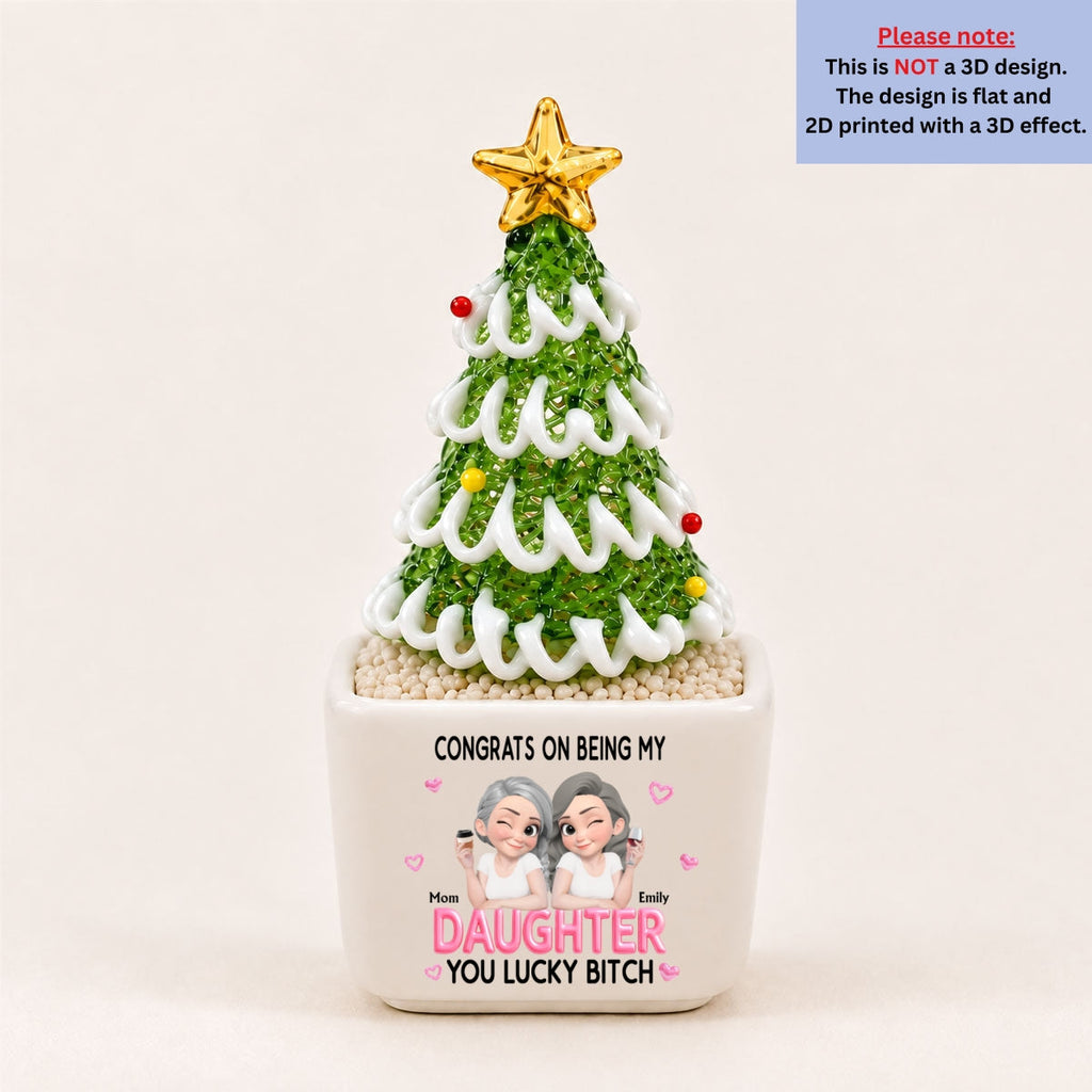Congrats My Daughter - Personalized Glass Christmas Tree