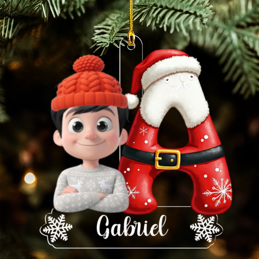 Custom Family First Christmas Ornament •  Baby And Santa - Personalized Acrylic Ornament