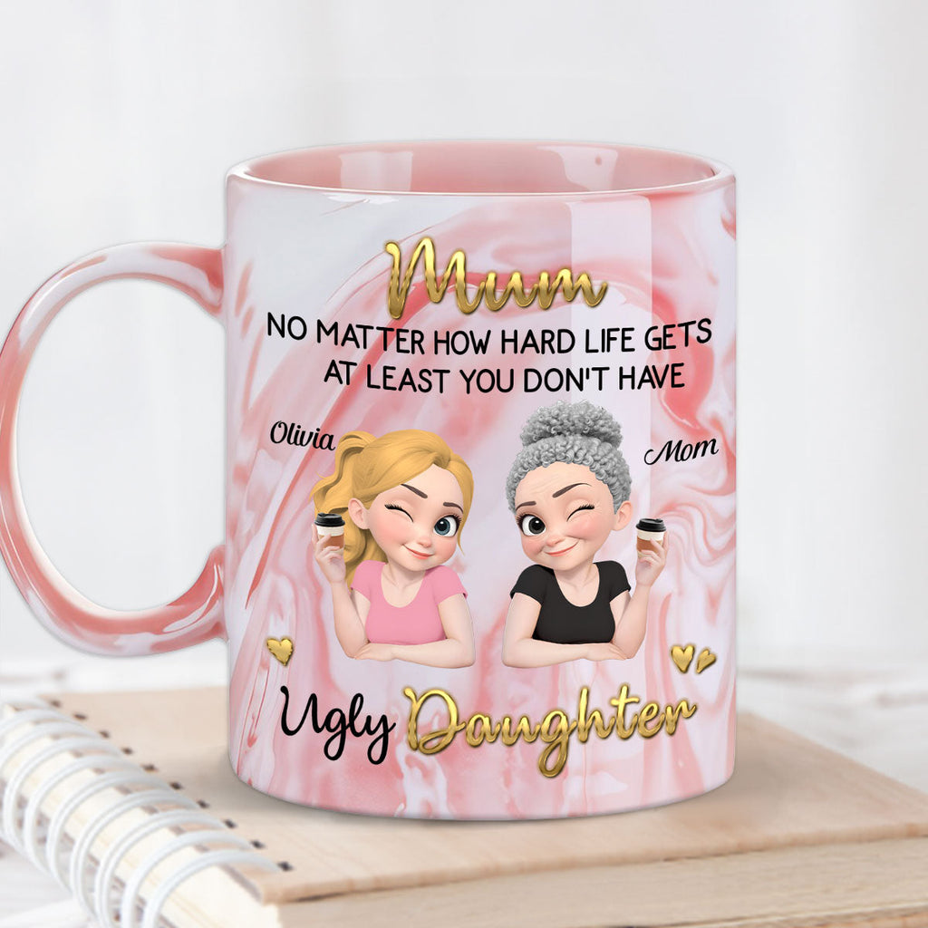 Custom Mother's Day Gift for Mom & Grandma • At Least - Personalized Pink Marble Mug