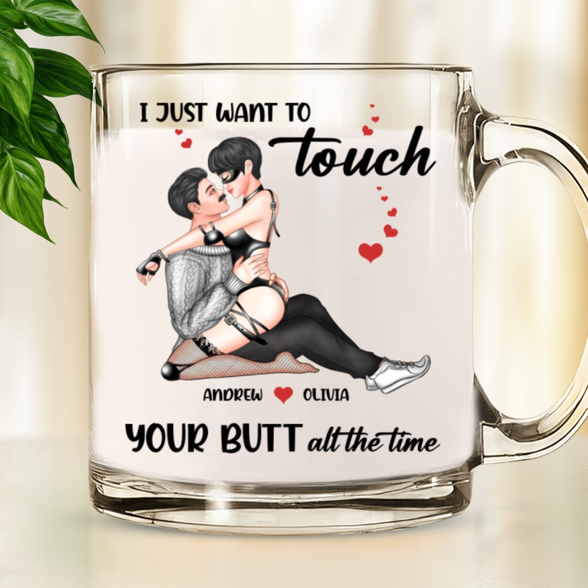Custom Anniversary Keepsake Gifts For Couple • Cheeky Love - Personalized Glass Mug