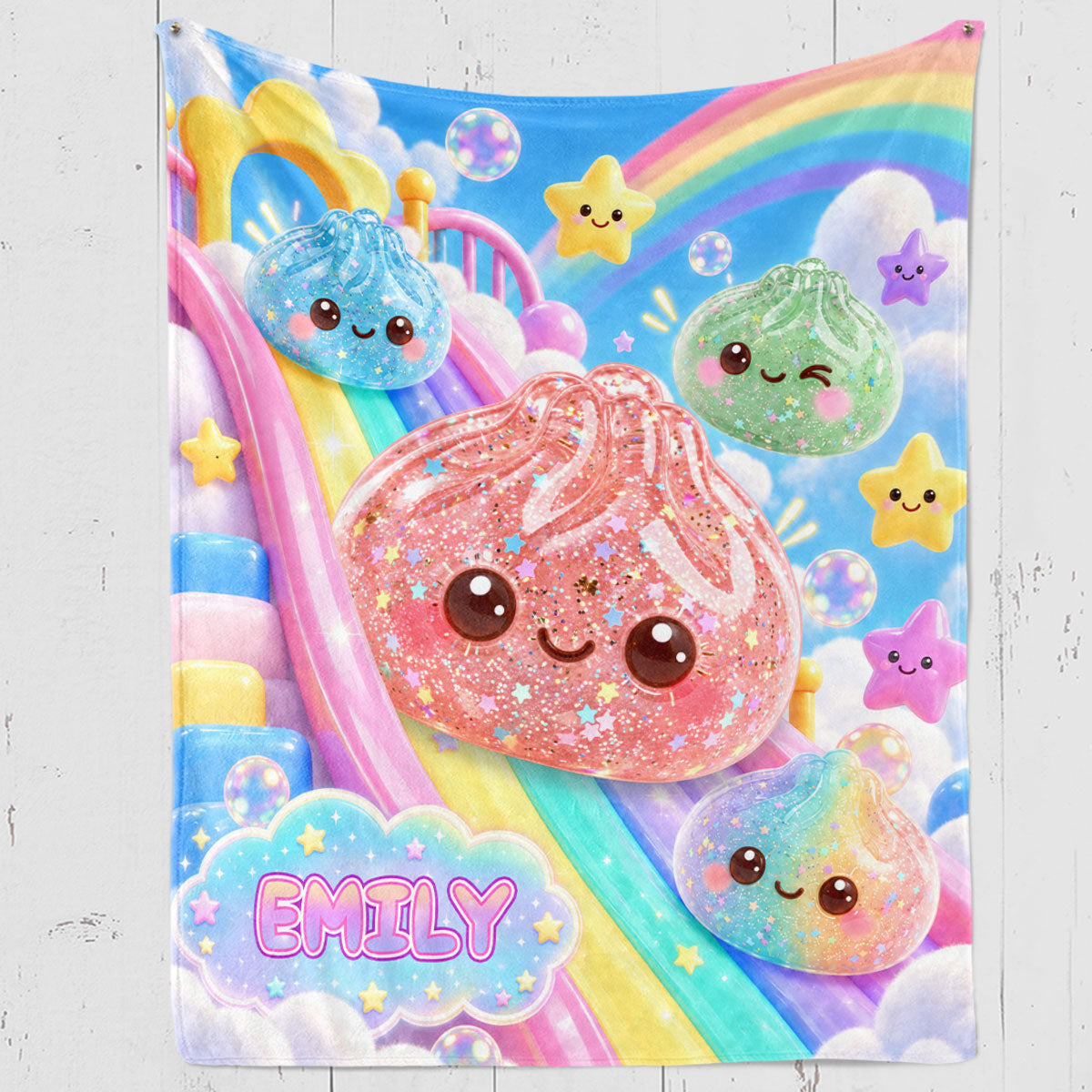 Custom Dumpling Cozy Throw, Christmas Birthday Gift For Kids & Grandkids • Dumpling Squishy World - Personalized Fleece Blanket