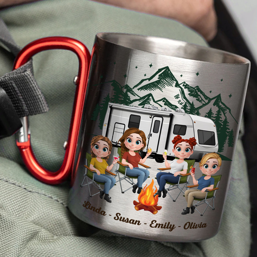 Custom Best Friend, Christmas & Birthday Friendship Keepsake Gift • Some Girls Go Camping - Personalized Carabiner Mug