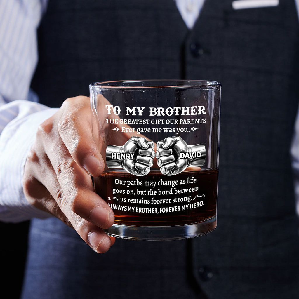 Custom Christmas Birthday Drinkware Gifts for Brother • The Greatest Gift - Personalized Whiskey Glass