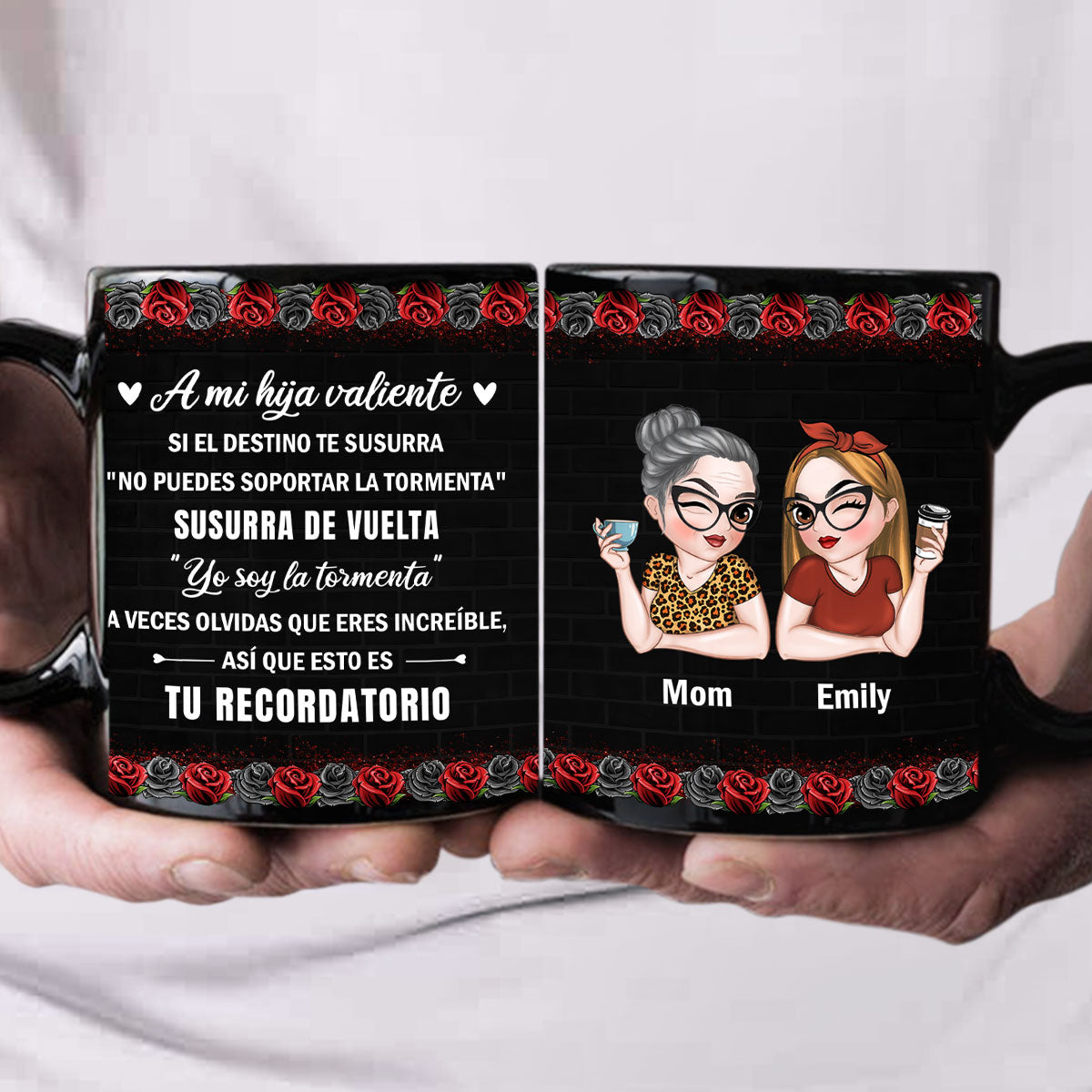 Custom Christmas & Birthday Gift for Daughter • A Mi Hija Valiente - Taza Personalizada de Café