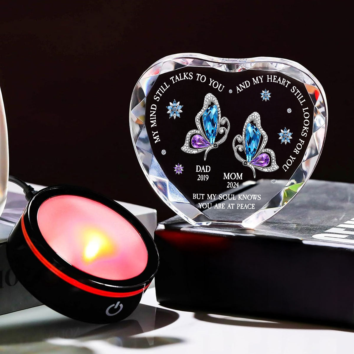 My Soul Knows You Are At Peace - Personalized Crystal Led Light