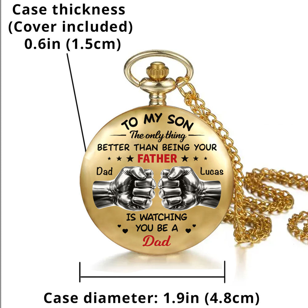 Watching You Become A Dad - Personalized Print Pocket Watch