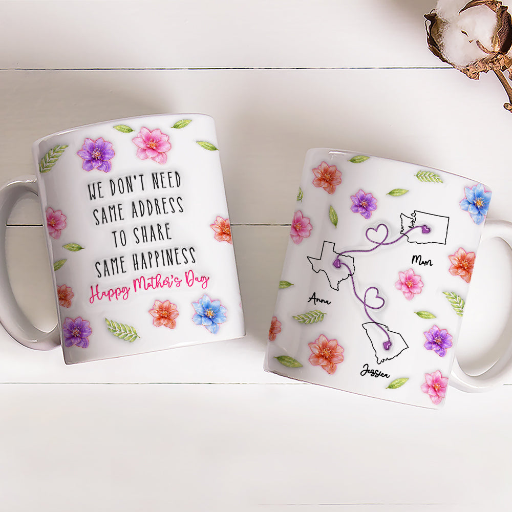 Custom Mother's Day Gift for Daughter • Happiness Without Borders - Personalized 3D Inflated Effect Mug