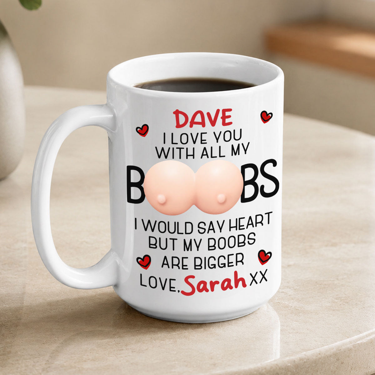 Custom Anniversary Keepsake Gifts For Couple • He Loves The Package - Personalized Squishy Mug