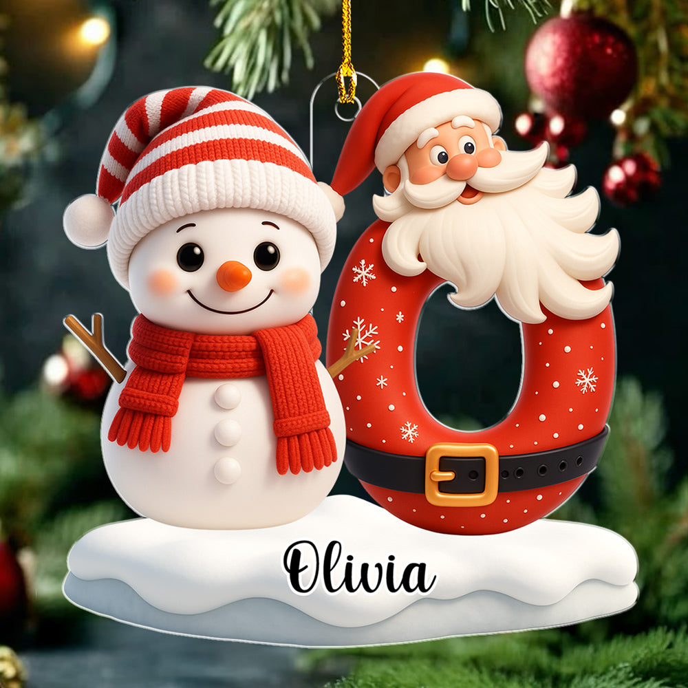 Custom Family Ornament, Christmas Gift for Family Members •  Snowman Merry Christmas - Personalized Acrylic Ornament