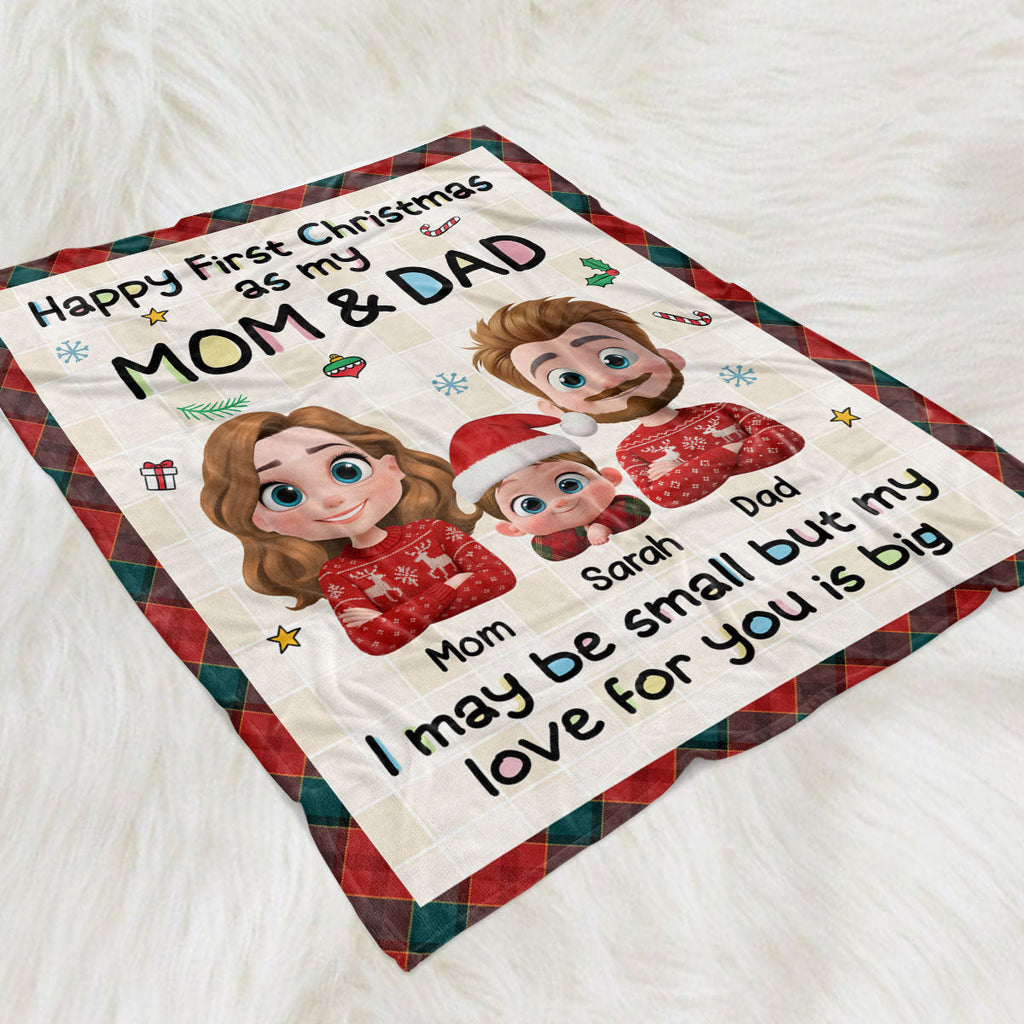 First Christmas With Mom And Dad - Personalized Fleece Blanket