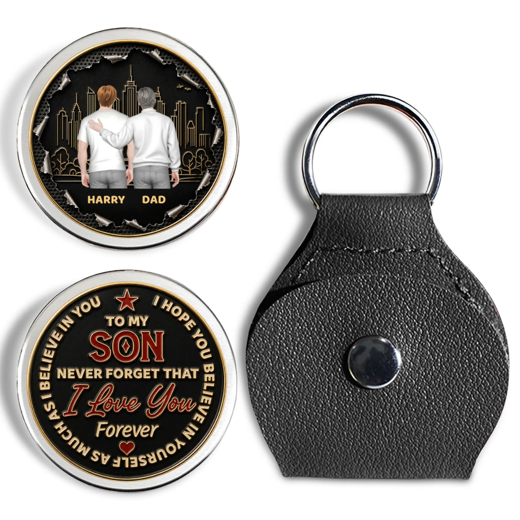 Custom Son Coin Keychain, Father's Day Birthday Gifts • Always Remember I Love You - Personalized Pocket Hug
