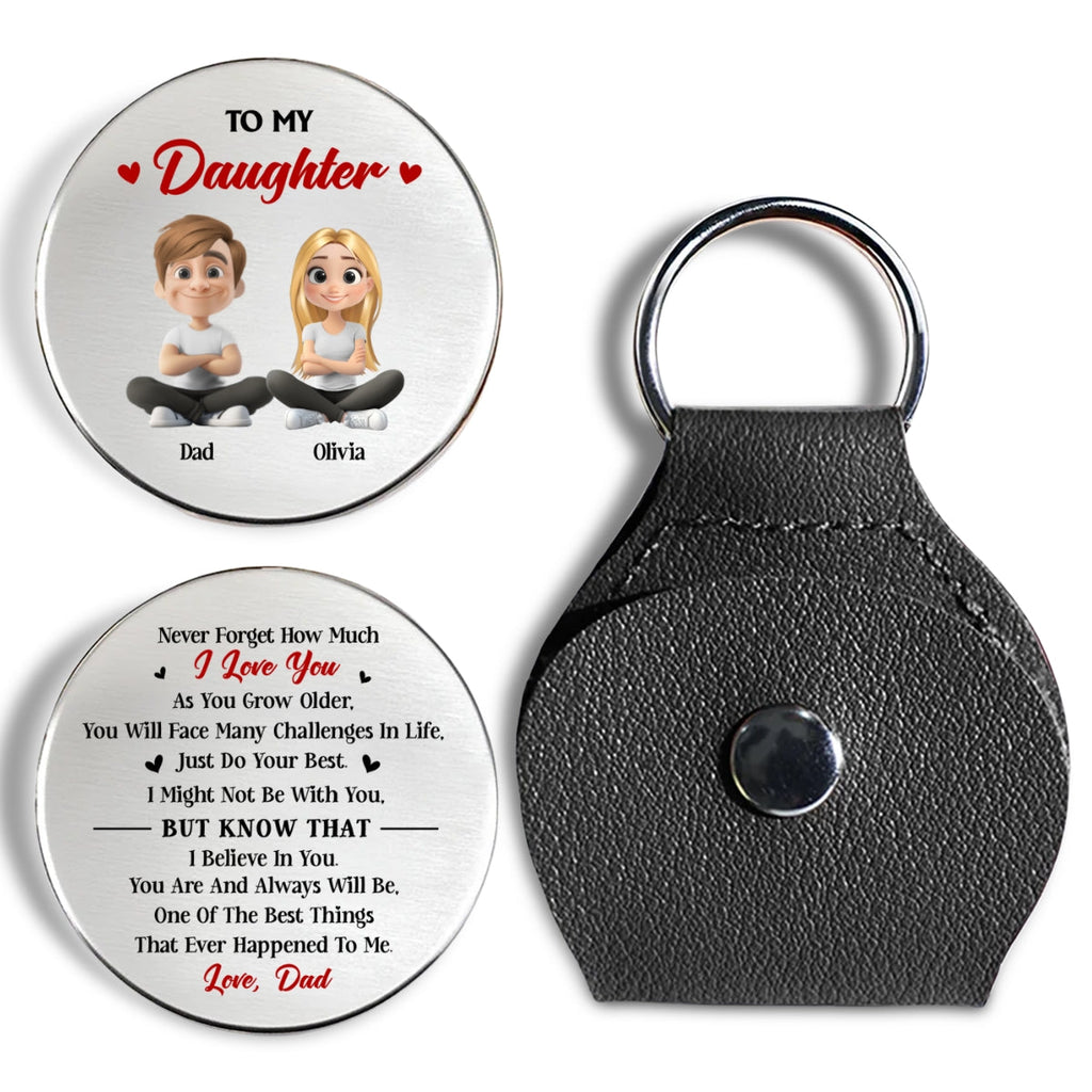 Custom Coin Keychain for Daughter Mom, Mother's Day Birthday Gifts • Just Do Your Best Daughter - Personalized Pocket Hug