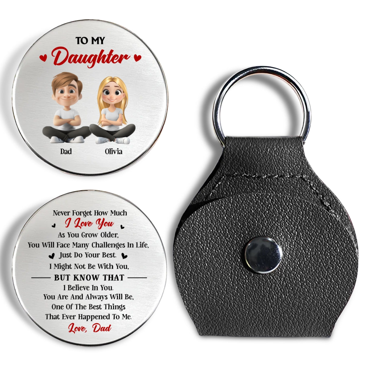 Custom Coin Keychain for Daughter Mom, Mother's Day Birthday Gifts • Just Do Your Best Daughter - Personalized Pocket Hug